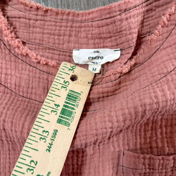 Entro Pink Double Gauze Boho Cropped Top Raw Hem Medium Boutique - Picture 8 of 10